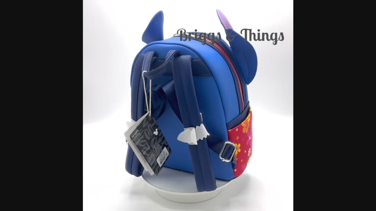 Loungefly SDCC Stitch Vacation Mini Backpack Lenticular Sunglasses Bag Video