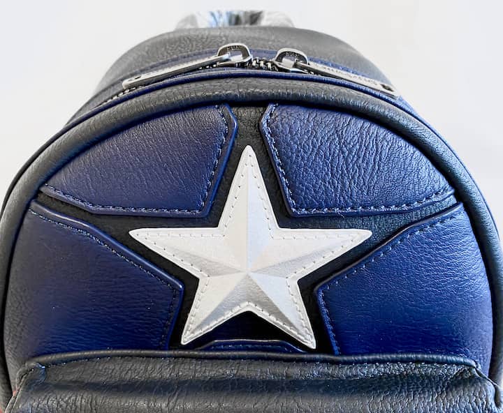 Loungefly Captain America Mini Backpack Disney Marvel The Avengers Front Close Up