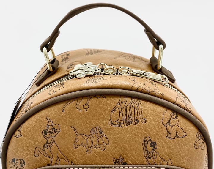 Loungefly Disney Dogs Mini Backpack Tan Brown Gold Bag Boxlunch Handle