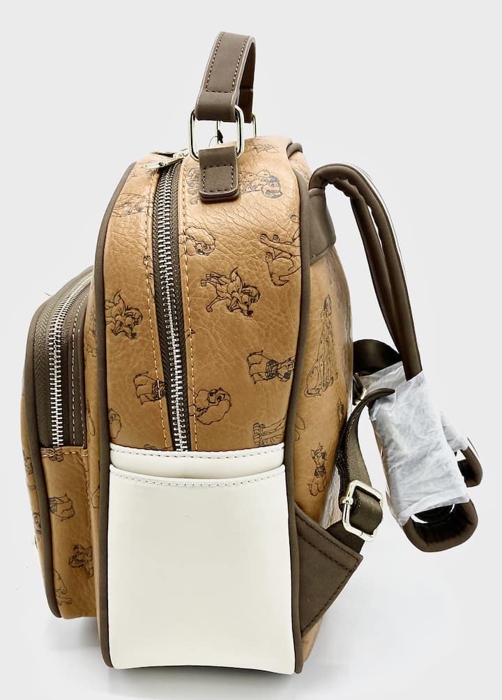 Loungefly Disney Dogs Mini Backpack Tan Brown Gold Bag Boxlunch Left Side