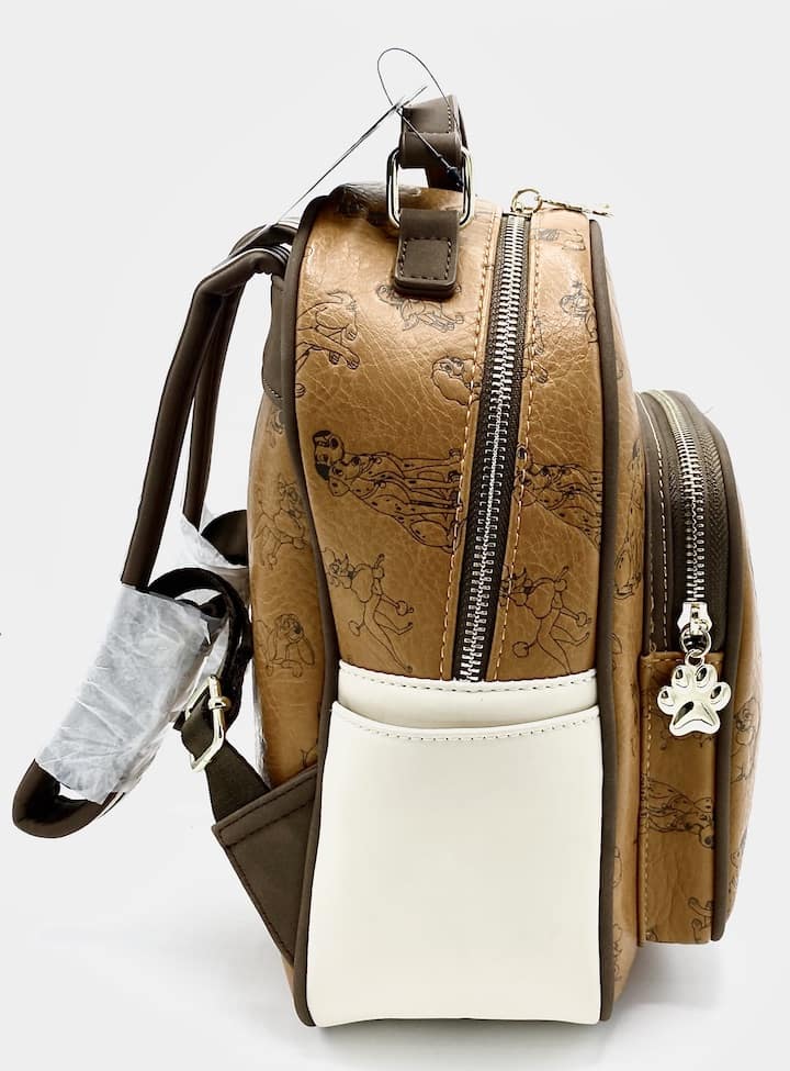 Loungefly Disney Dogs Mini Backpack Tan Brown Gold Bag Boxlunch Right Side