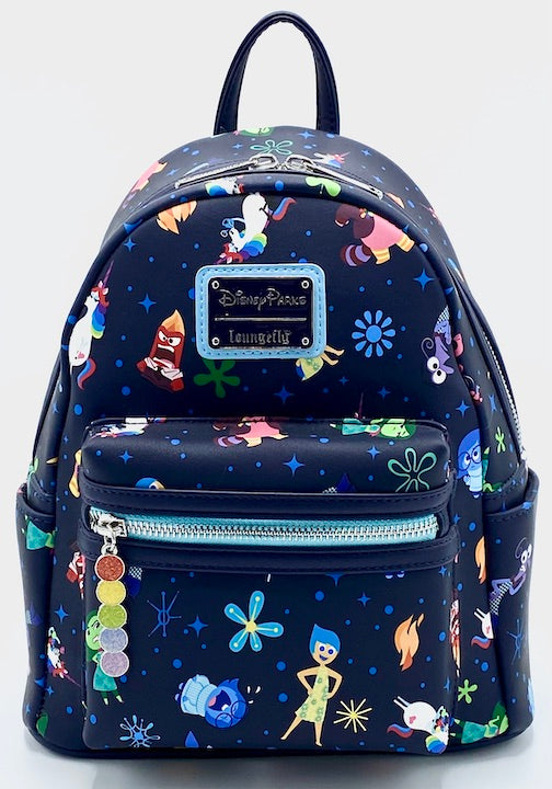 Loungefly Inside Out Mini Backpack Disney Parks Pixar AOP Bag Front Full View