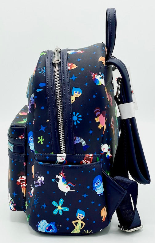 Loungefly Inside Out Mini Backpack Disney Parks Pixar AOP Bag Left Side