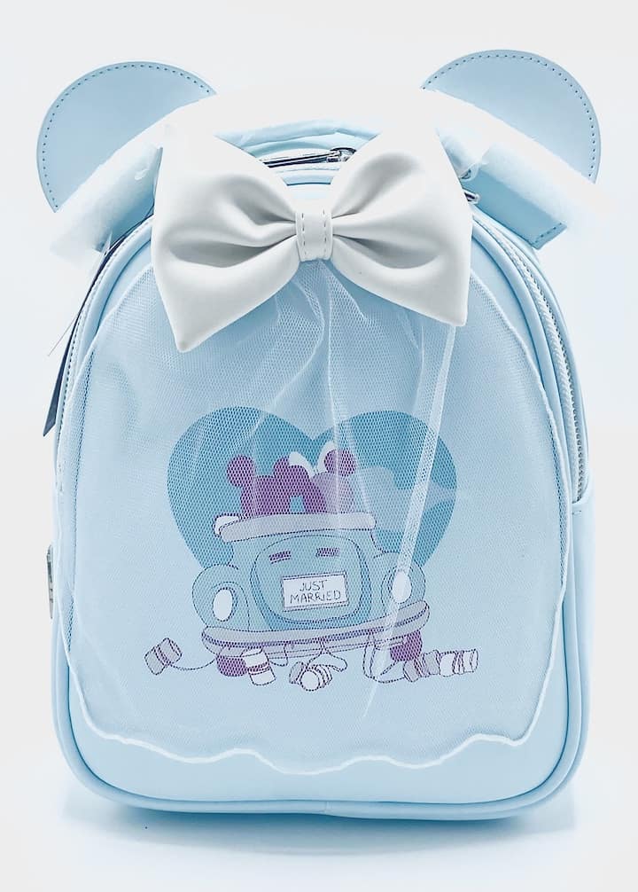Loungefly Just Married Wedding Mini Backpack Mickey Minnie Mouse Bag Front Full View