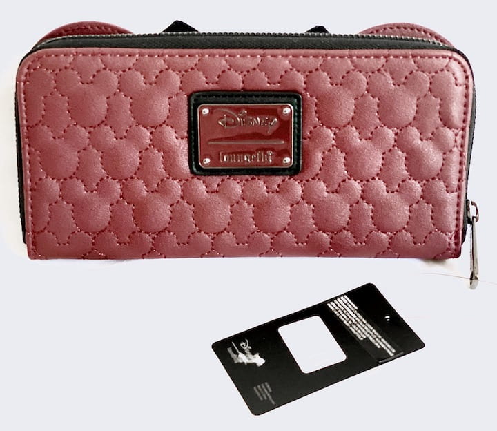Loungefly Minnie Mouse Maroon Wallet Purse Quilted Burgundy Disney Back