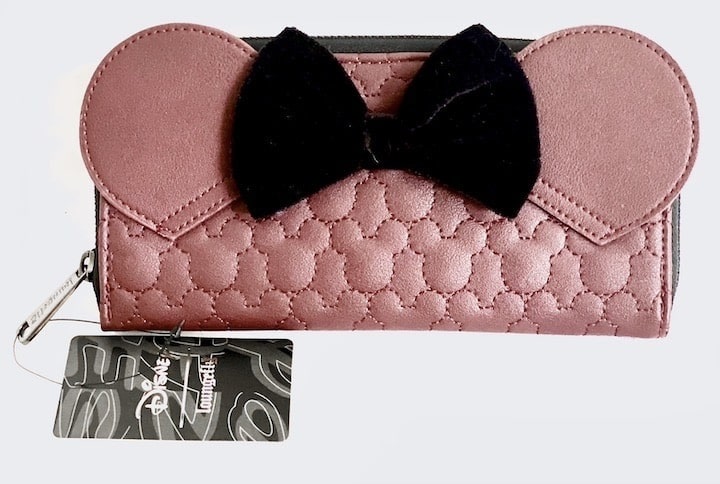 Loungefly Minnie Mouse Maroon Wallet Purse Quilted Burgundy Disney Front