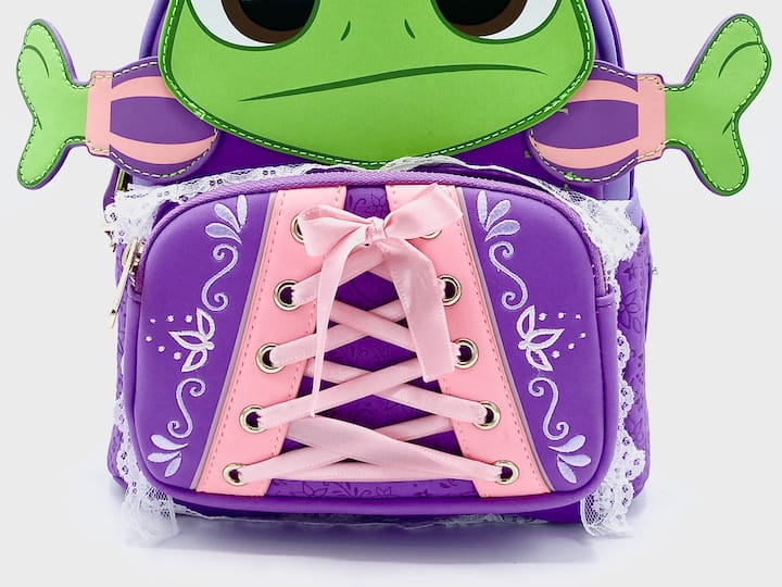 Loungefly Pascal Mini Backpack Disney Princess Tangled Rapunzel Bag Front Pocket With Ribbon On Dress