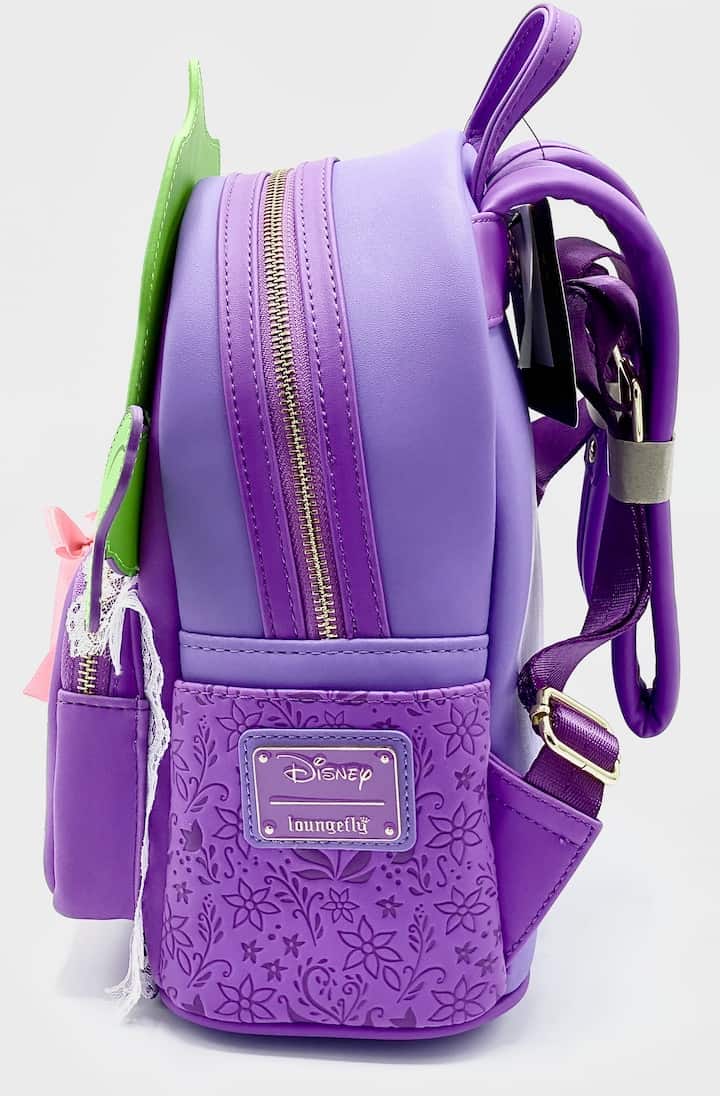Loungefly Pascal Mini Backpack Disney Princess Tangled Rapunzel Bag Right Side With Enamel Logo