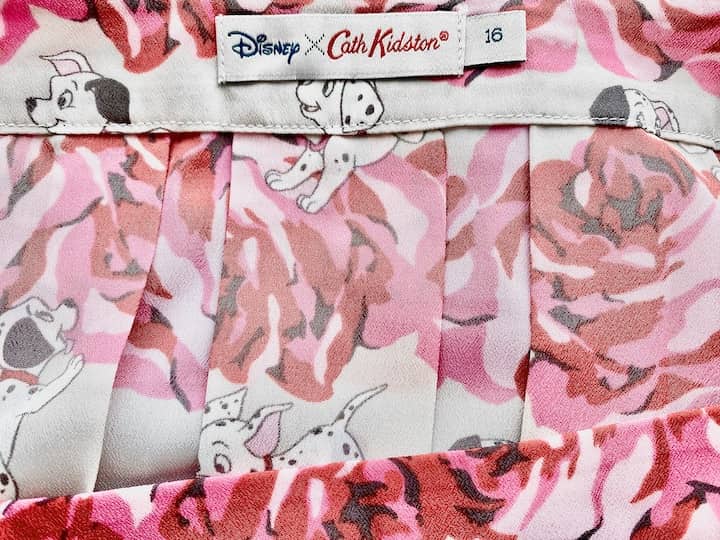 Cath Kidston Disney 101 Dalmatians Skirt Pink Puppies Roses Label