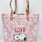 Cath Kidston Peanuts Snoopy Pink Love Tote Bag Large Leather Handbag Front