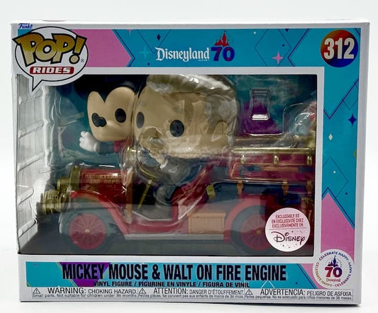 Funko Pop Rides Mickey Mouse and Walt Disney Fire Engine 312 DLR 70th Front