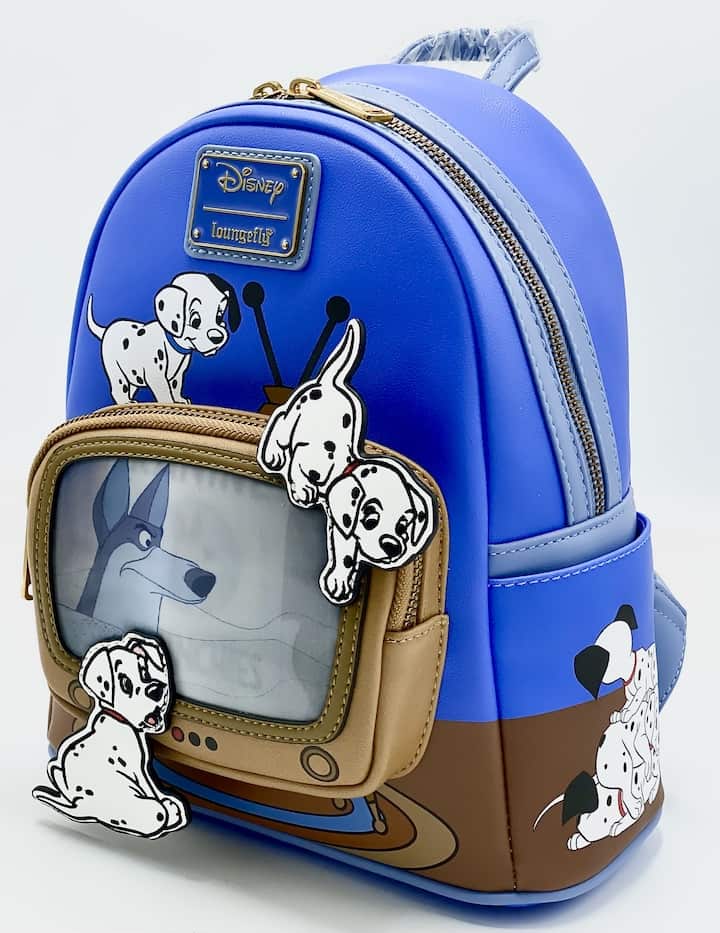 Loungefly 101 Dalmatians Lenticular TV Mini Backpack 60th Anniversary Front Bottom Pocket Dog Side