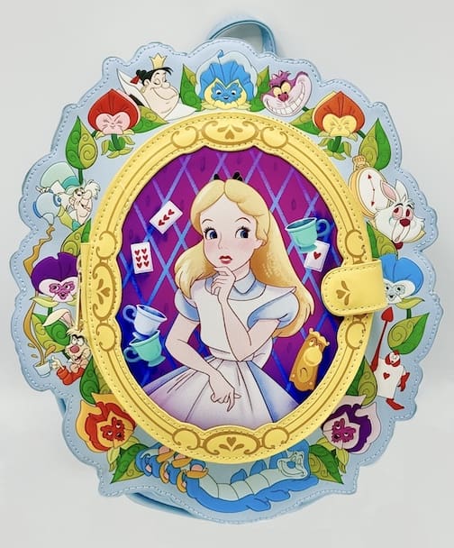 Loungefly Alice in Wonderland Cameo Mini Backpack Disney Bag Front Full View Frame Closed