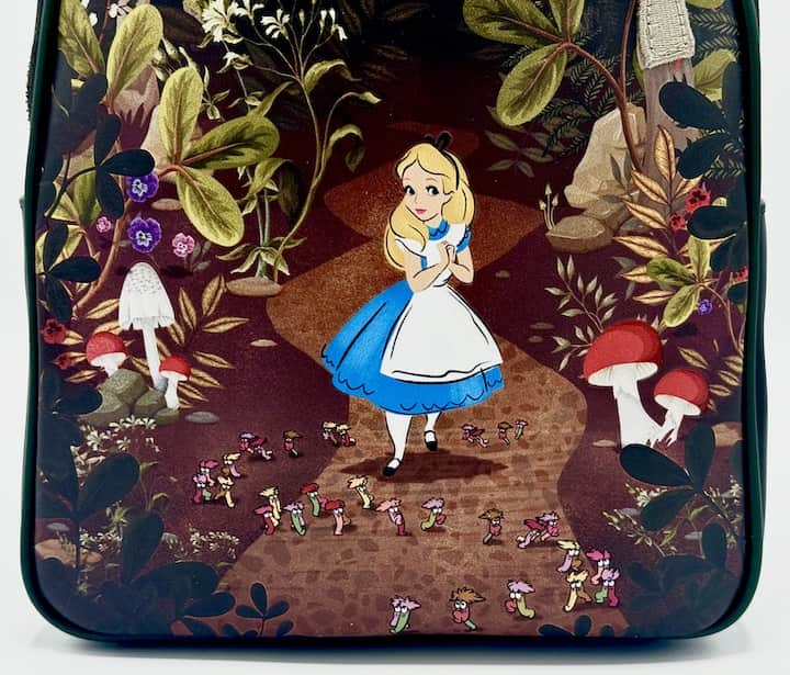 Loungefly Alice in Wonderland Mushrooms Mini Backpack Disney Bag Front Bottom
