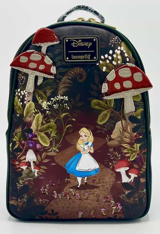 Loungefly Alice in Wonderland Mushrooms Mini Backpack Disney Bag Front Full View