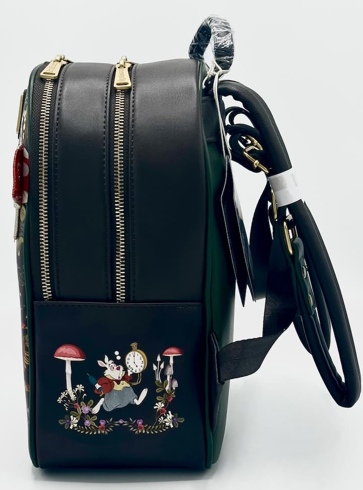 Loungefly Alice in Wonderland Mushrooms Mini Backpack Disney Bag Left Side