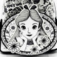 Loungefly Alice in Wonderland Sketch Mini Backpack Black White Bag Front Pocket