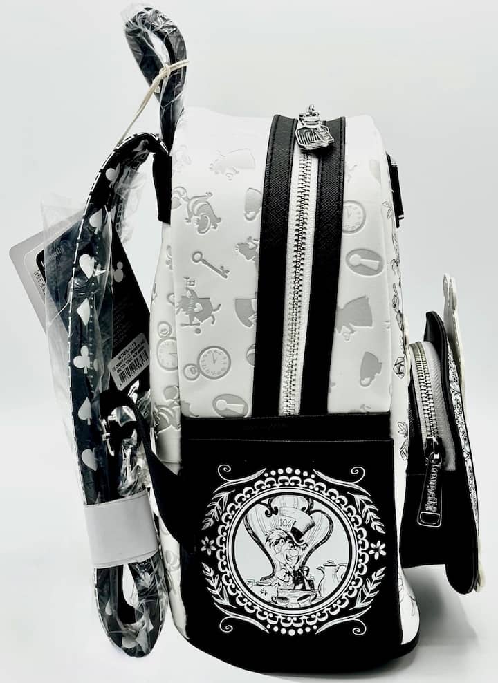 Loungefly Alice in Wonderland Sketch Mini Backpack Black White Bag Right Side