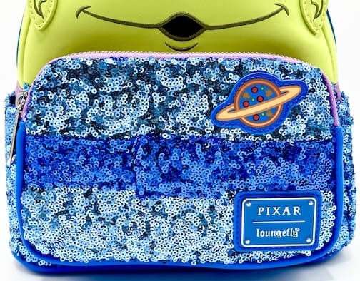 Loungefly Alien Sequin Mini Backpack Disney Pixar Toy Story Bag Front Bottom Pocket