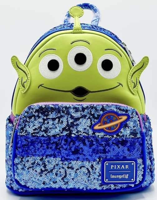 Loungefly Alien Sequin Mini Backpack Disney Pixar Toy Story Bag Front Full View