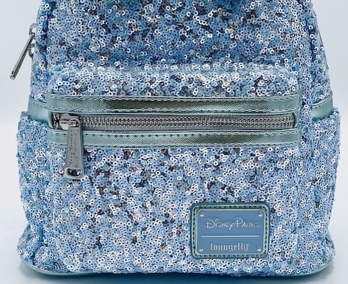 Loungefly Arendelle Aqua Mini Backpack Frozen Blue Sequin Disney Bag Front Pocket