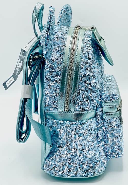 Loungefly Arendelle Aqua Mini Backpack Frozen Blue Sequin Disney Bag Right Side