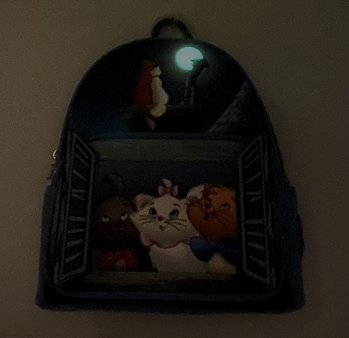 Loungefly Aristocats Window Portrait Mini Backpack Disney Bag Glow In The Dark Effect