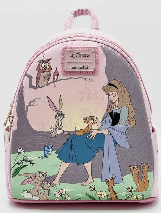 Loungefly Aurora Critters Mini Backpack Sleeping Beauty Animals Bag Front Full View