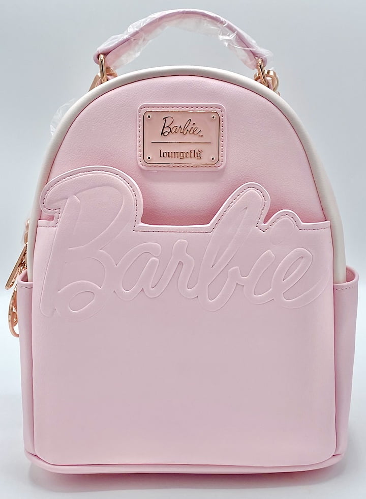Loungefly Barbie Pink Convertible Mini Backpack Bag Front Full View