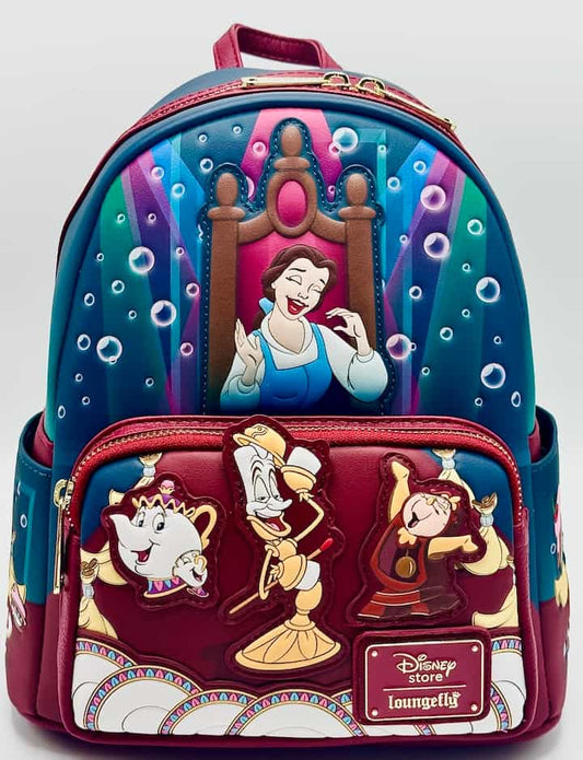 Loungefly Be Our Guest Mini Backpack Disney Beauty and the Beast Bag Front Full View