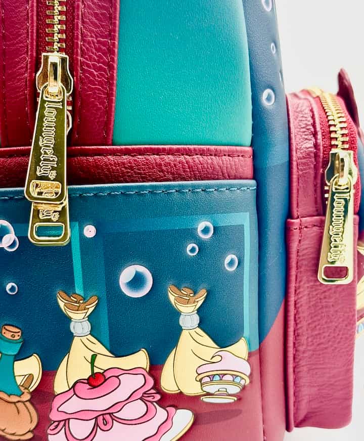 Loungefly Be Our Guest Mini Backpack Disney Beauty and the Beast Bag Zips