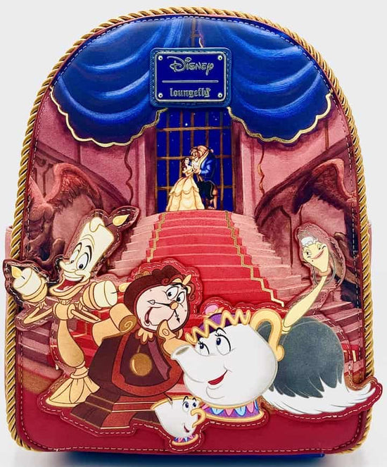 Loungefly Beauty and the Beast Ballroom Mini Backpack WonderCon Bag Front Full View