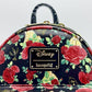 Loungefly Beauty and the Beast Roses Mini Backpack Belle AOP Bag Front Logo