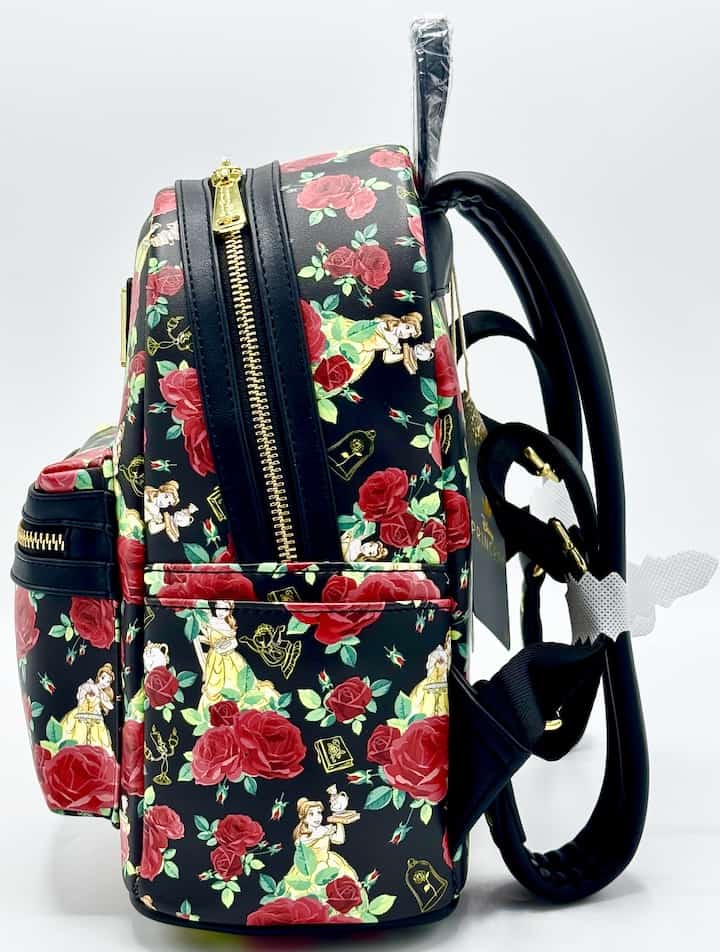 Loungefly Beauty and the Beast Roses Mini Backpack Belle AOP Bag Left Side