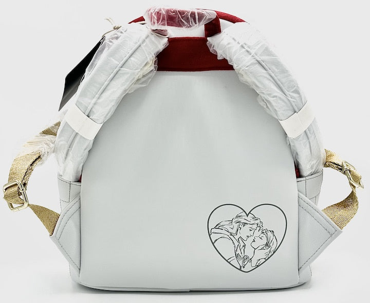Loungefly Beauty and the Beast Stained Glass Red Velvet Mini Backpack Back