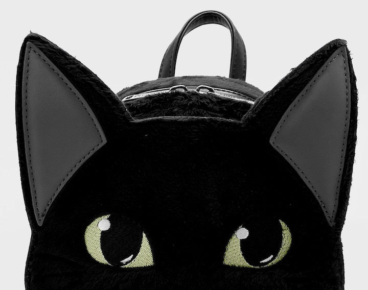 Loungefly Binx Mini Backpack Disney Hocus Pocus Plush Cosplay Bag Front Eye Embroidery