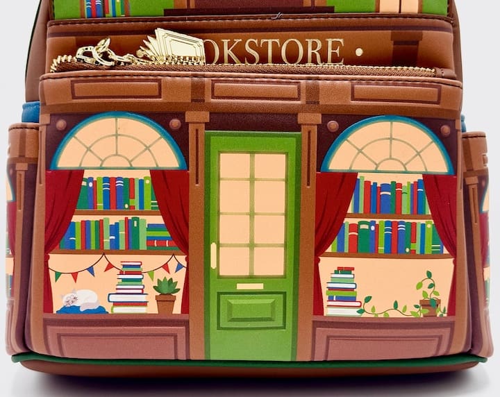 Loungefly Bookstore Mini Backpack Glow in the Dark Bookshop Bag Front Bottom Without Keyring