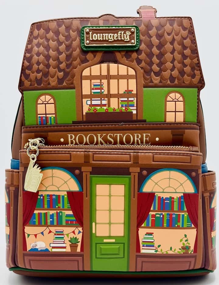 Loungefly Bookstore Mini Backpack Glow in the Dark Bookshop Bag Front Full View