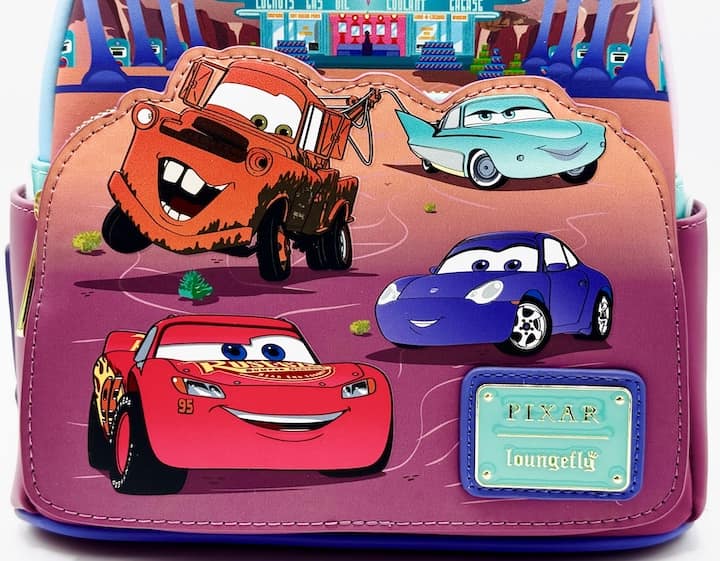 Loungefly Cars Flo's Diner Scene Mini Backpack Disney Pixar Glow Bag Front Bottom