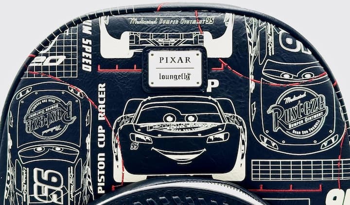 Loungefly Cars Full Size Backpack Pixar Lightning McQueen Bag Front Logo