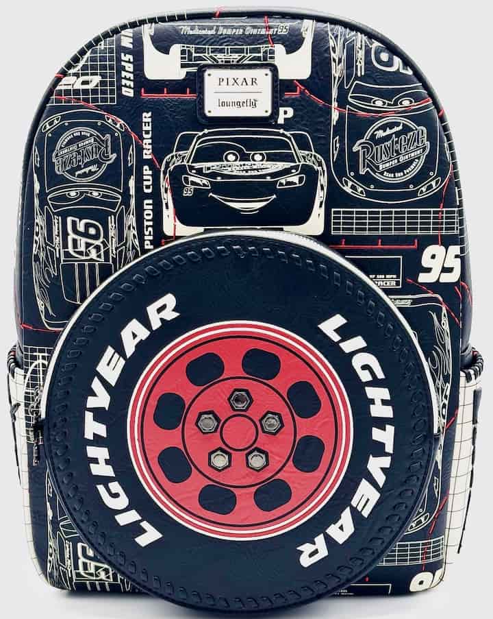 Loungefly Cars Full Size Backpack Pixar Lightning McQueen Bag Front View