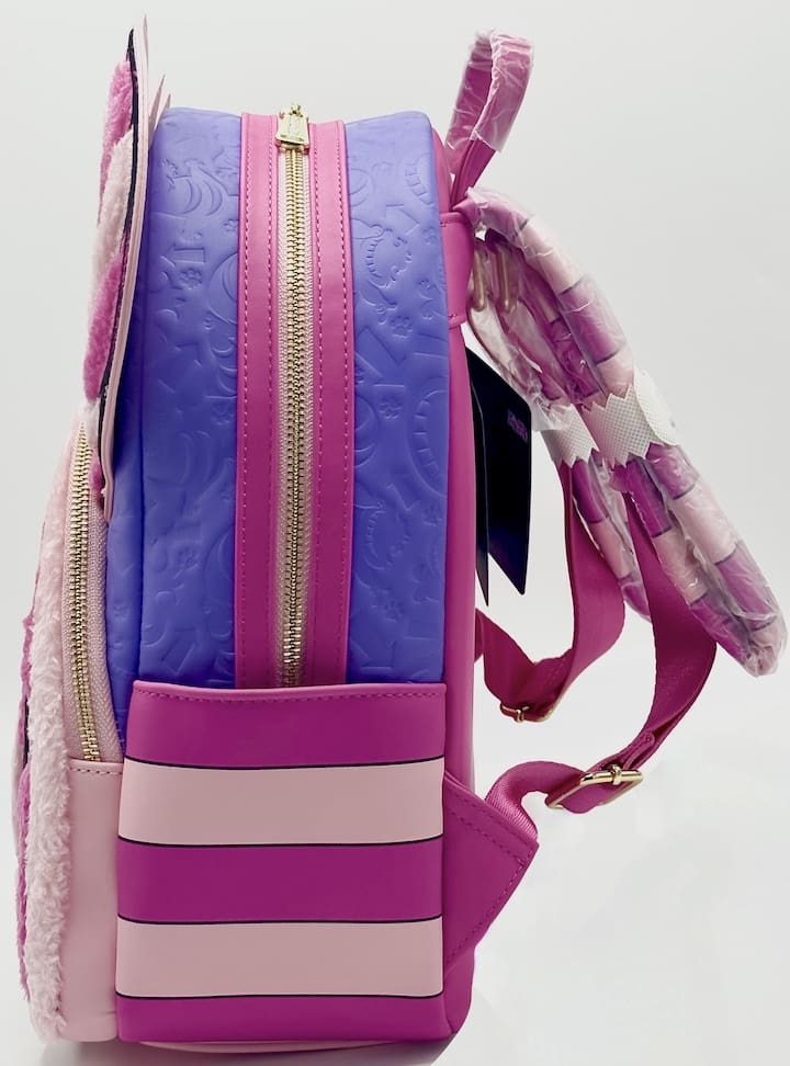 Loungefly Cheshire Cat Fuzzy Mini Backpack Alice in Wonderland Bag Left Side