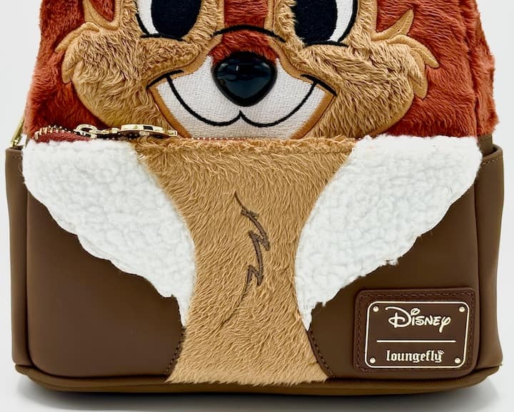 Loungefly Chip Mini Backpack Disney Plush Cosplay Chip 'n Dale Bag Front Pocket