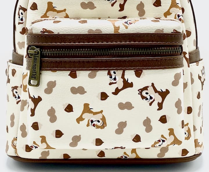Loungefly Chip N Dale Mini Backpack Acorn AOP Disney Chipmunk Bag Front Pocket