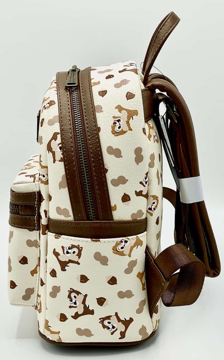 Loungefly Chip N Dale Mini Backpack Acorn AOP Disney Chipmunk Bag Left Side