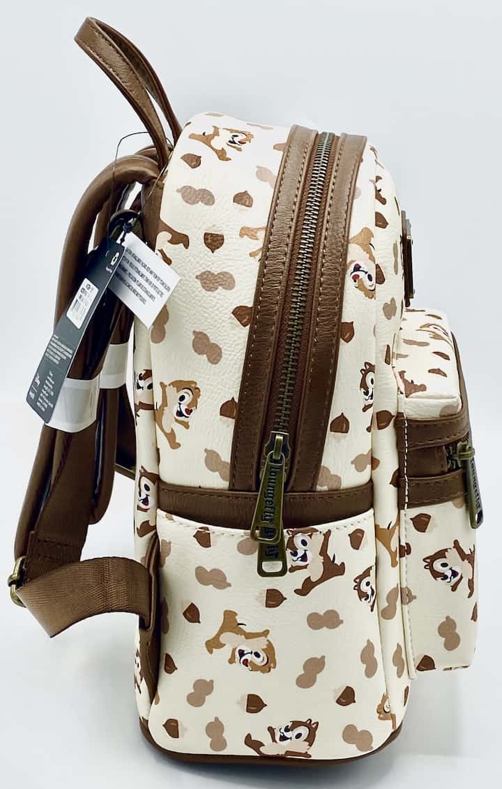 Loungefly Chip N Dale Mini Backpack Acorn AOP Disney Chipmunk Bag Right Side