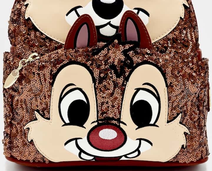 Loungefly Chip and Dale Sequin Mini Backpack Disney Bag Front Bottom