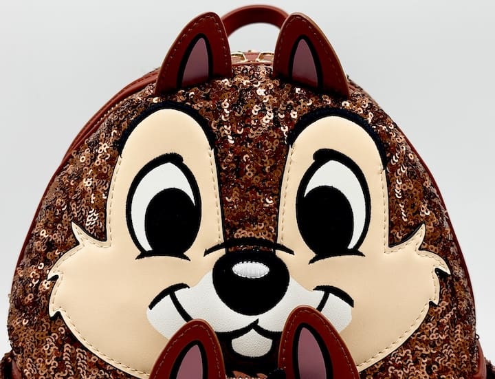 Loungefly Chip and Dale Sequin Mini Backpack Disney Bag Front Top