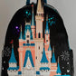  Loungefly Cinderella Castle Light Up Mini Backpack WDW Fireworks Bag Front Full View Light Up 1