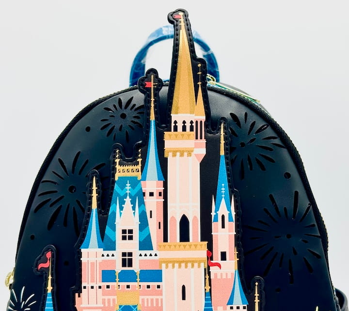  Loungefly Cinderella Castle Light Up Mini Backpack WDW Fireworks Bag Front Top